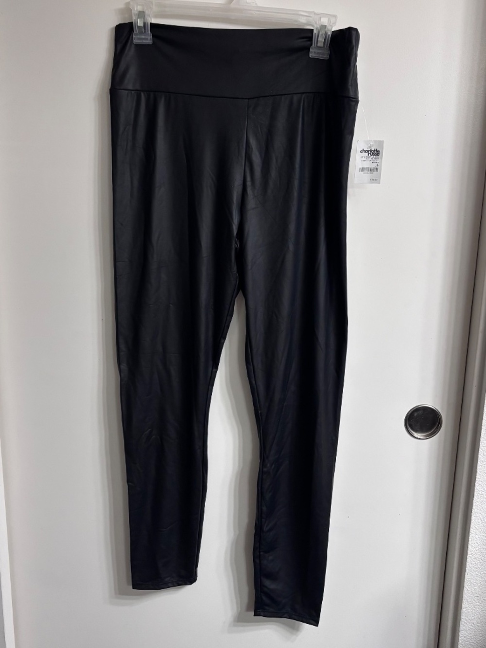 NWT Charlotte Russe Black Faux Leather Leggings Large